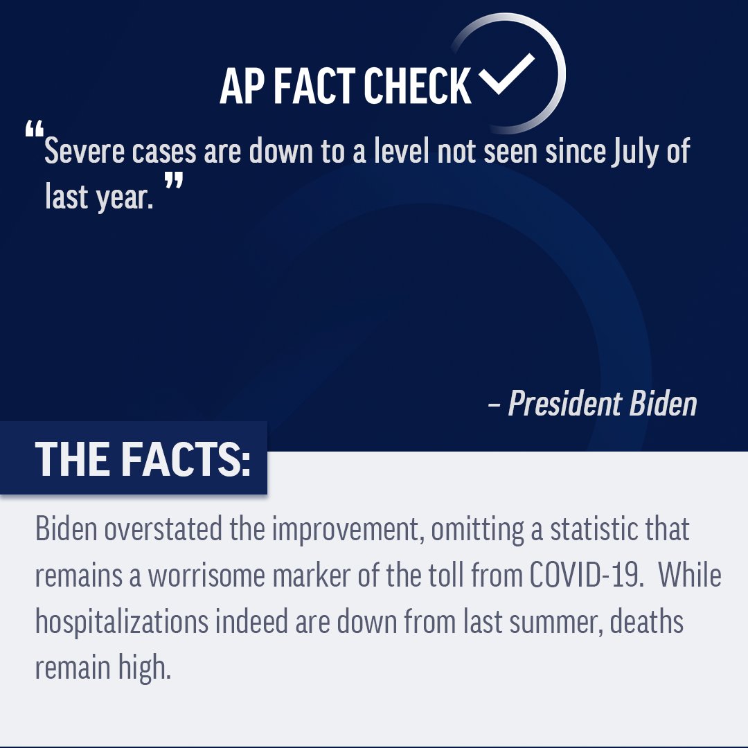 APFactCheck's tweet image. The #APFactCheck team reviewed President Biden&apos;s first State of the Union address. Read more on his comments related to COVID-19, electric cars, guns, and the infrastructure bill.

READ MORE: apne.ws/sUTvkhn