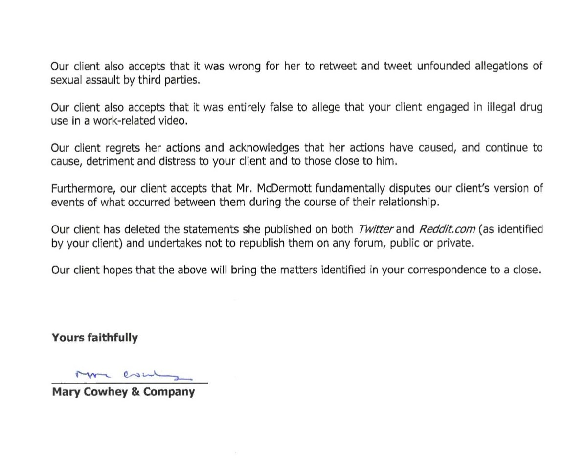 At the request of and with consideration for the other party to this dispute, I will not be commenting any further on this matter.