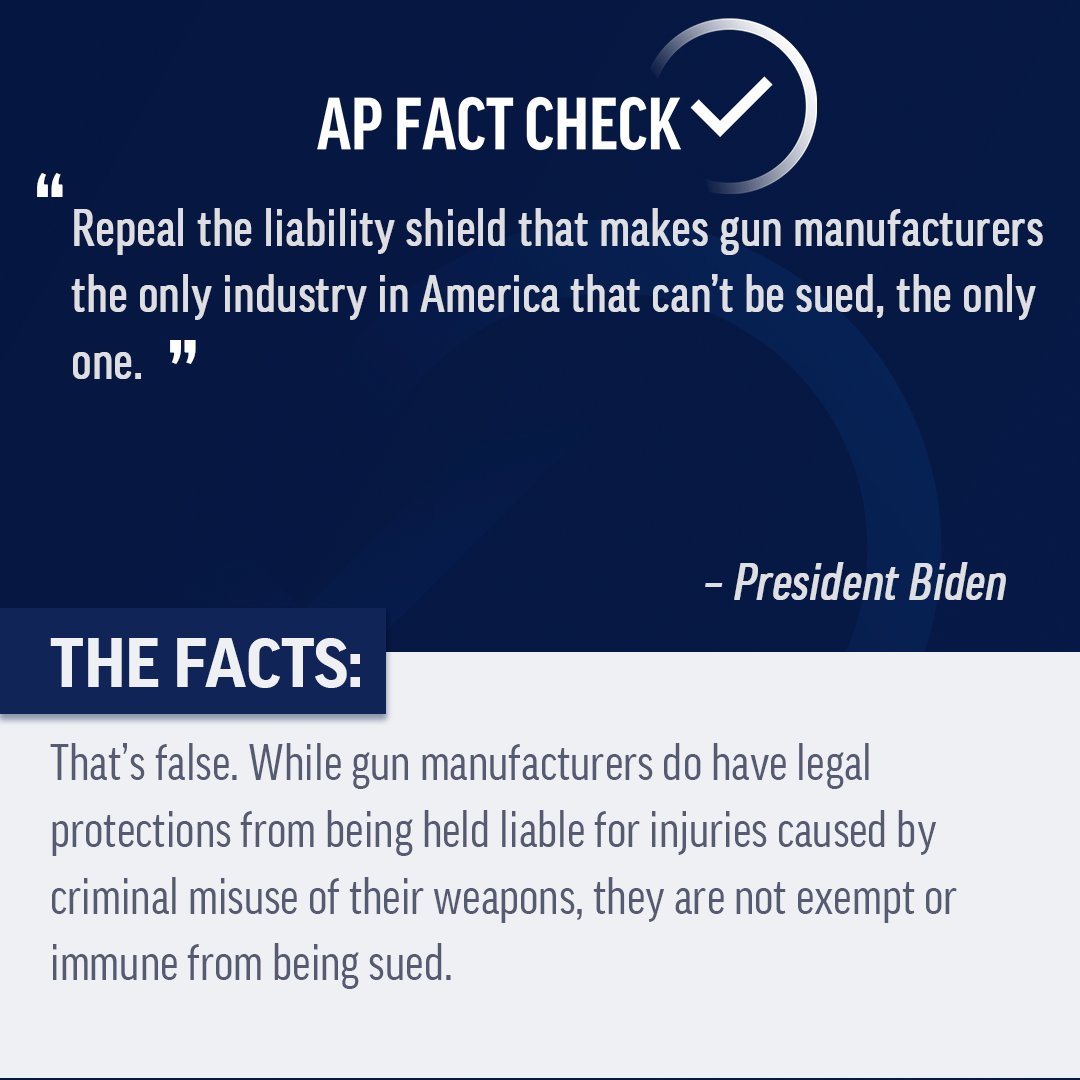 APFactCheck's tweet image. The #APFactCheck team reviewed President Biden&apos;s first State of the Union address. Read more on his comments related to COVID-19, electric cars, guns, and the infrastructure bill.

READ MORE: apne.ws/sUTvkhn
