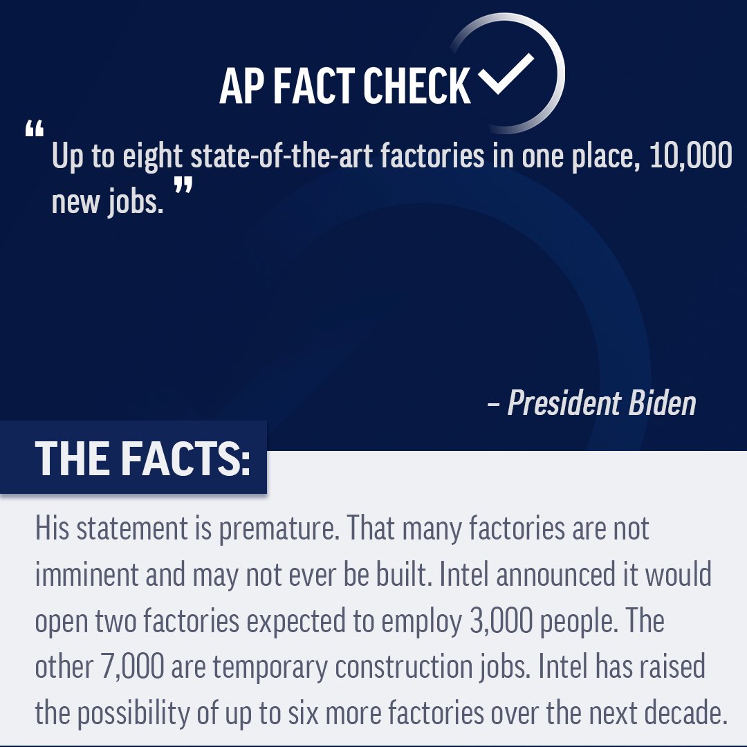 APFactCheck's tweet image. The #APFactCheck team reviewed President Biden&apos;s first State of the Union address. Read more on his comments related to COVID-19, electric cars, guns, and the infrastructure bill.

READ MORE: apne.ws/sUTvkhn