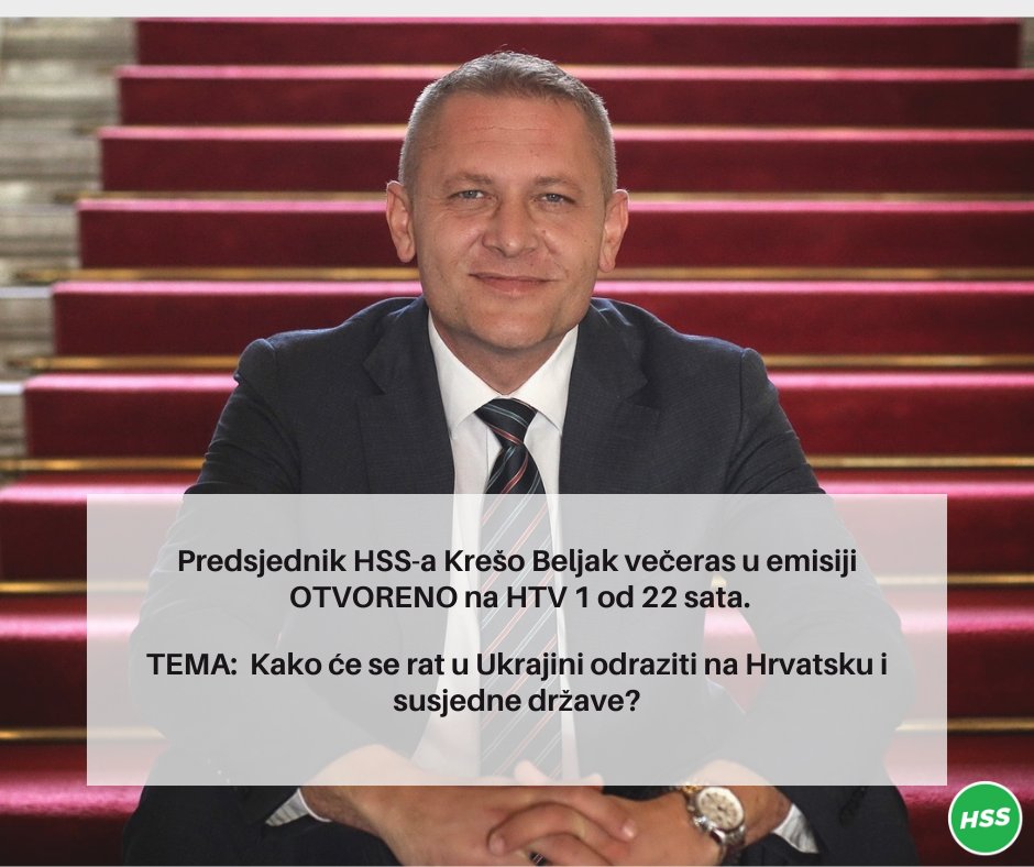 Predsjednik HSS-a @KBeljak večeras od 22 sata gostuje u emisiji Otvoreno na HTV 1.