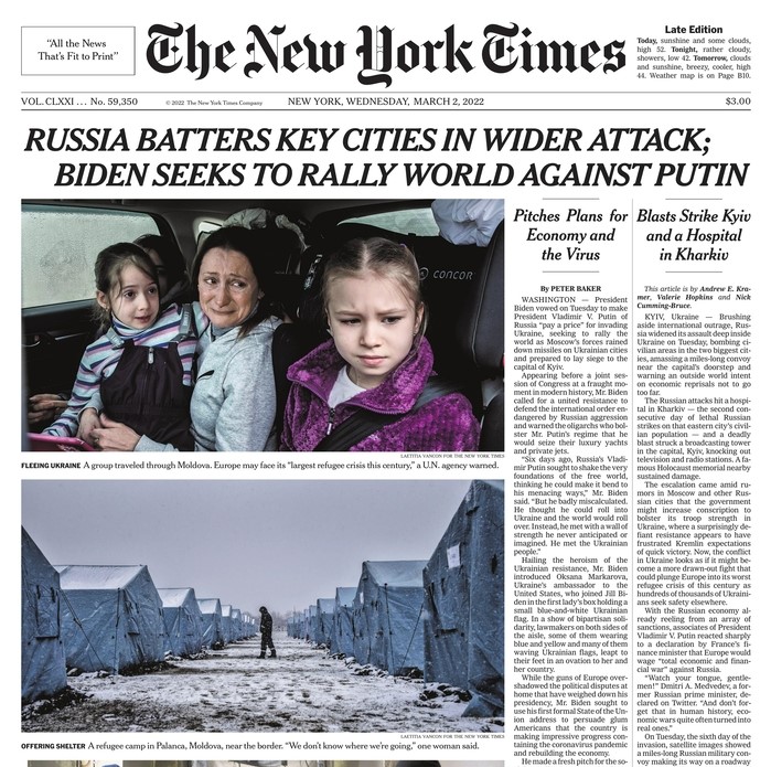 fbaker's tweet photo. How do images, on newspaper frontpages, tell the story? Do they represent what's really happening?
#visualiteracy #medialiteracy #photojournalism #war #Ukraine #readthepictures #sschat https://t.co/icRKGvteDF