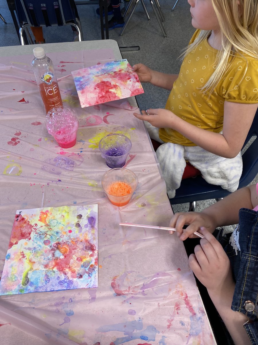 Art club got to experience a new way to paint by doing bubble painting! They all had a blast and got to make some really cool art!!