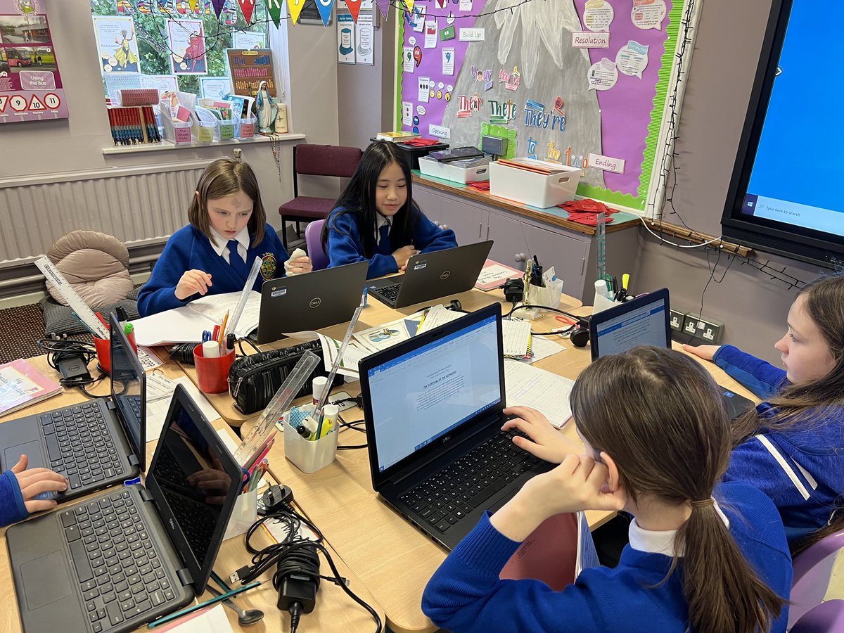 stbrigidspsdpk's tweet photo. Primary 7V busy at work, as budding authors! We have been creating characters, designing interesting settings and following the story mountain structure. Miss Cunningham cannot wait to read our finished stories. #authorsofthefuture #worldbookweek #usingICT #edutwitter https://t.co/ICJ1uqOfuT
