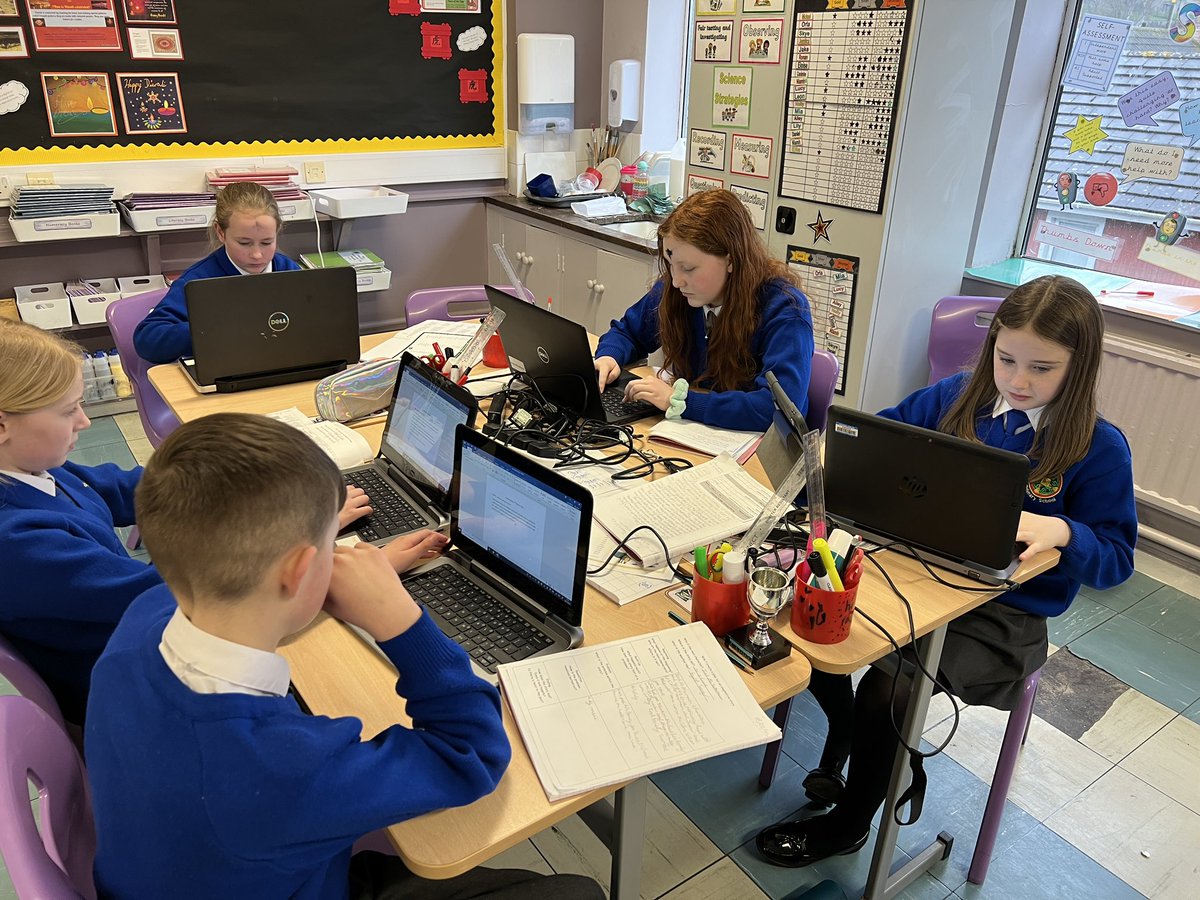 stbrigidspsdpk's tweet photo. Primary 7V busy at work, as budding authors! We have been creating characters, designing interesting settings and following the story mountain structure. Miss Cunningham cannot wait to read our finished stories. #authorsofthefuture #worldbookweek #usingICT #edutwitter https://t.co/ICJ1uqOfuT