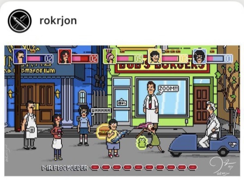 Please make this a reality! 
The Bob’s Burgers Movie Game!! 
Art by rokrjon on IG
<a href="/BentoBoxEnt/">Bento Box</a> <a href="/lorenbouchard/">loren bouchard</a> <a href="/chongster62/">Simon Chong</a> <a href="/janellemomary/">Janelle Momary-Neely</a> <a href="/BobsBurgersFOX/">Bob's Burgers</a> #BobsBurgers #arcade #gamer #videogames #WednesdayMotivation #art