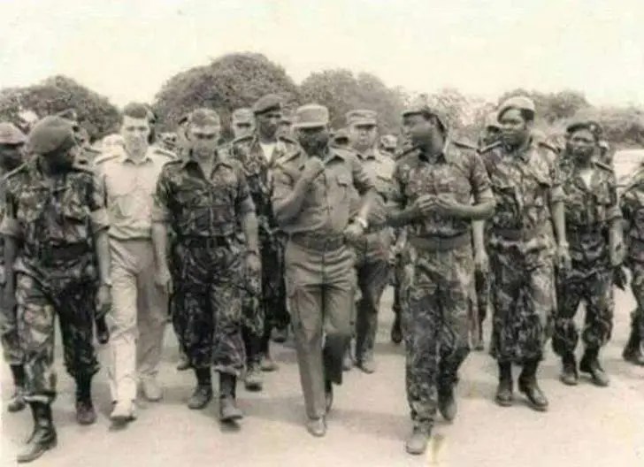 Global_Folder's tweet photo. Third from left is the current Russian President Vladimir Putin, next to him is The first African Mozambican president the late HE Samora Machel, with the Current President Zimbabwe Emmerson Munangagwa during a freedom fighters training in Kaole Bagamoyo Tanzania. https://t.co/o14bibGG1i
