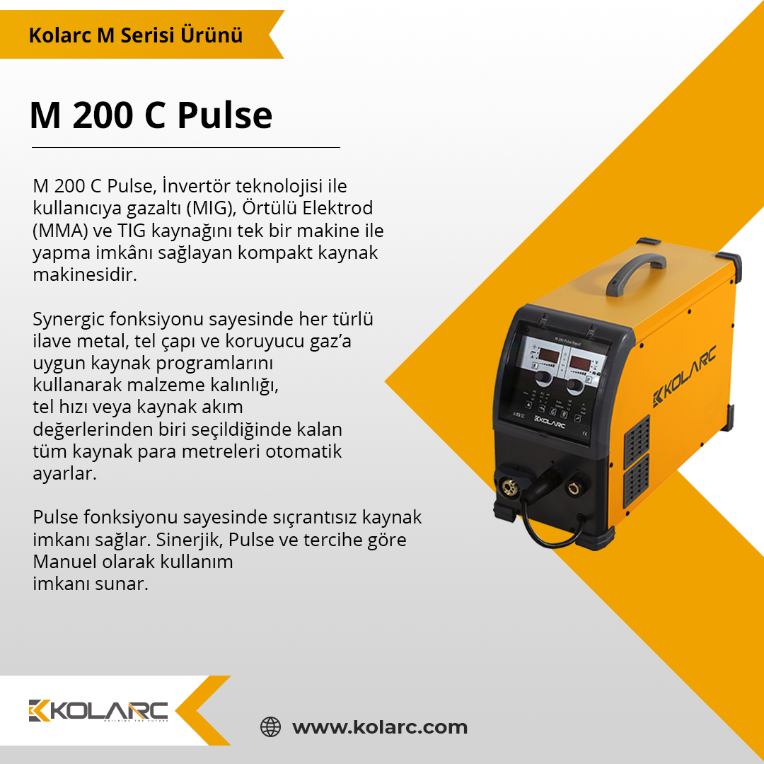 M 200 C Pulse, İnvertör teknolojisi ile kullanıcıya gazaltı (MIG), Örtülü Elektrod (MMA) ve TIG kaynağını tek bir makine ile yapma imkânı sağlayan kompakt kaynak makinesidir.
-
İletişim Bilgileri;
Web sitemiz: kolarc.com
---------

#kaynak #welder #welderfabricator