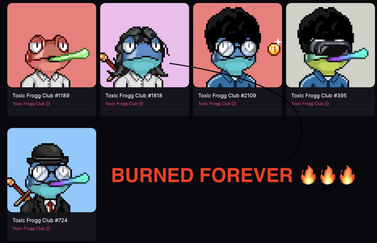 Toxic Frogg Club 260 (55 burned) 🐸 NFTs on Solana tweet media