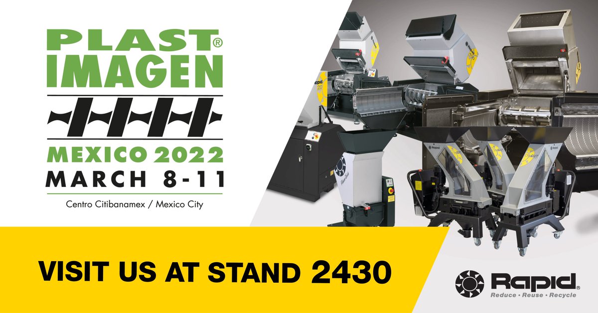 RapidGranulator's tweet photo. We are so excited to be attending to the Plastimagen Exhibition in March. Visit us at stand 2430. We look forward to meeting you!
#rapidgranulator #plastimagen #plastimagenmexico #plastimagen2022 #plastimagenmexico2022 #plasticrecycling #plasticindustry #granulator https://t.co/0O0cQPJAaq
