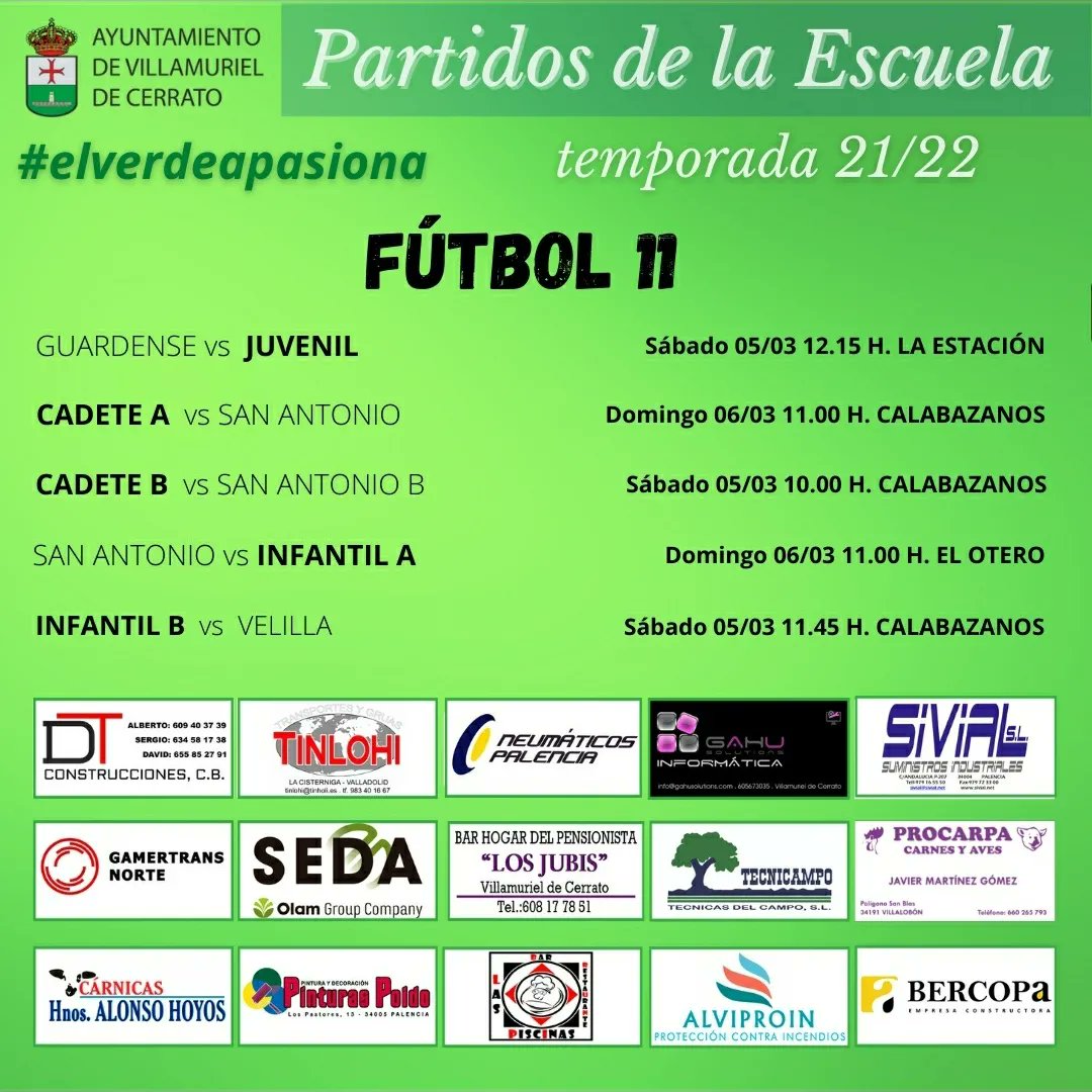 Horarios de nuestros equipos este fin de semana 💪💚⚽️