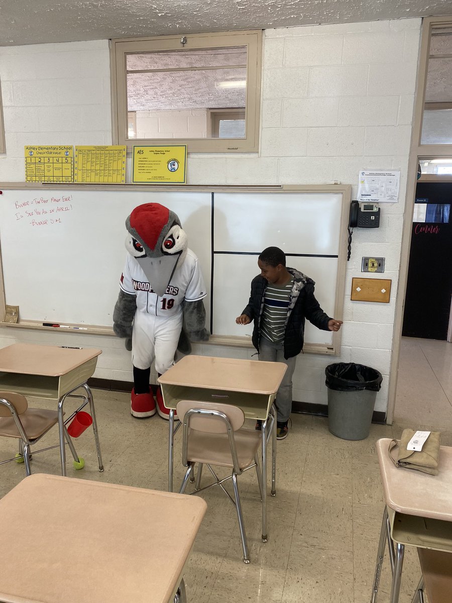 Parade of Book Characters for Read Across America at Ashley Elementary with Fayetteville Woodpeckers mascot!! Readers Rise High!!