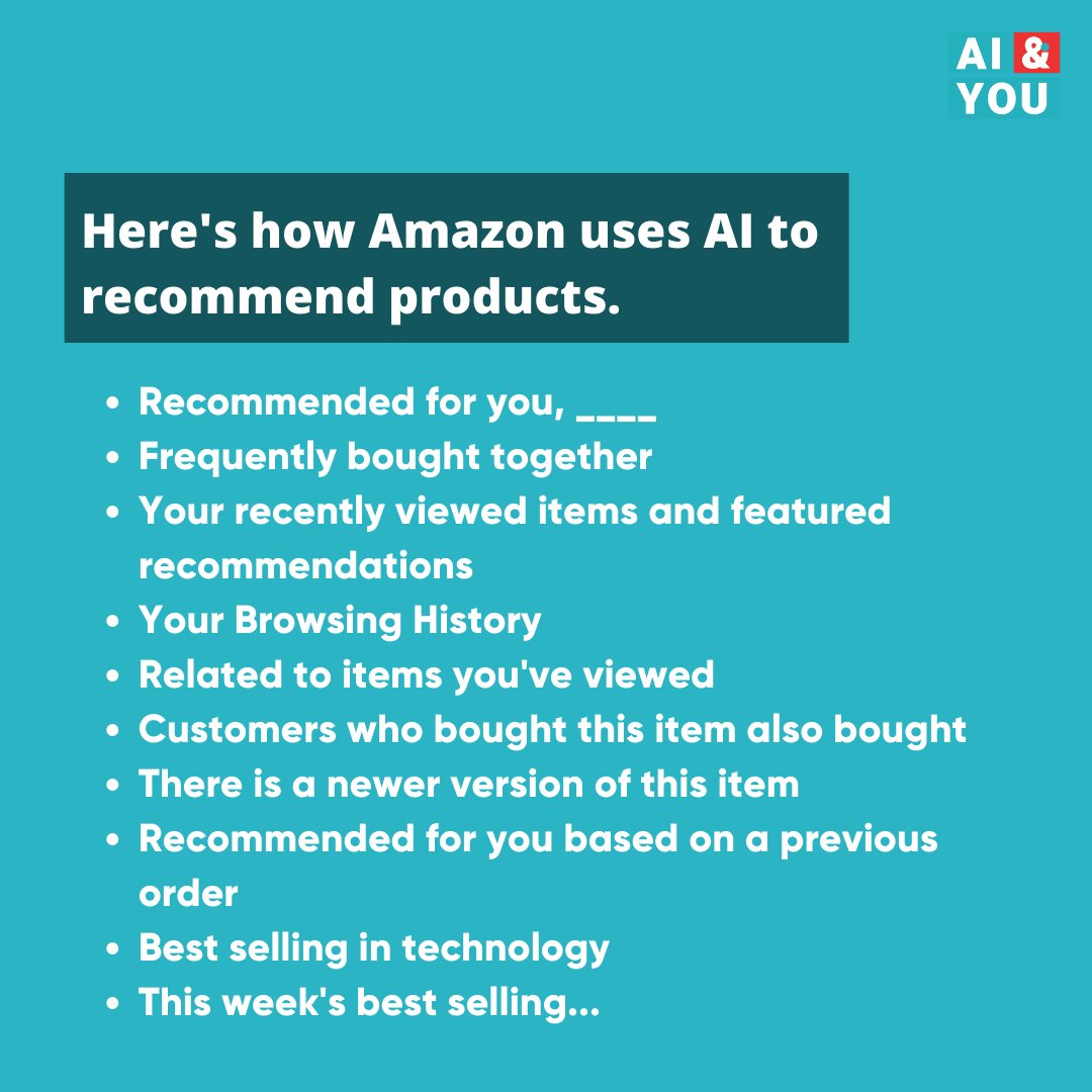 AIandYou2's tweet image. How does @Amazon create recommendations tailored to your unique wants and needs? ➡️ Swipe through to find out more about the process behind the recommendations! ⬇️