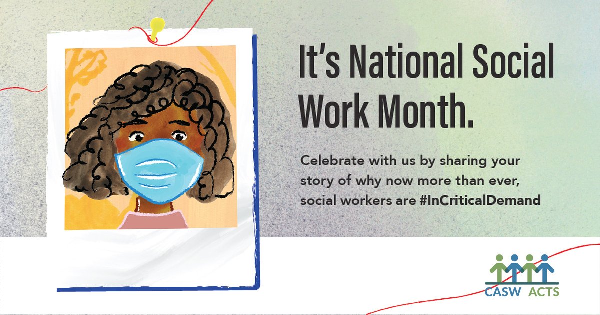 Happy National Social Work Month! This year's theme is In Critical Demand - #SocialWorkisEssential! 

Social work was essential before the pandemic, crucial during the pandemic, and now more than ever, social workers are #InCriticalDemand