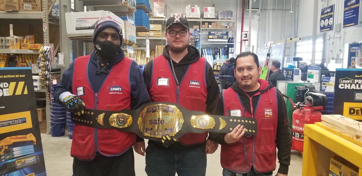 🎉Huge Congrats to Jose, Damon Matt and Steph(<a href="/onelove4my2/">Stephani</a>) in our Lumber Dept! They are our Inaugural <a href="/LowesSafe/">Lowe's Safe</a> Champion! <a href="/FerdGonzalez01/">Ferdinand Gonzalez</a>  <a href="/AntonioPLowes/">Tony Parker</a> <a href="/Jesus58412030/">Jesus</a> <a href="/rodney54084585/">Rodney Leone</a> <a href="/KerreLeland/">Kerre Leland</a> <a href="/fraser_lei/">Lei Fraser</a> <a href="/CardJerrid/">Jerrid Card</a> <a href="/KeithRedmiles/">Keith Redmiles</a> @LauraG813R1 <a href="/BenitoKomadina/">Benito.Komadina@Lowes</a> <a href="/BlueBoxR1/">@BlueBoxR1</a>