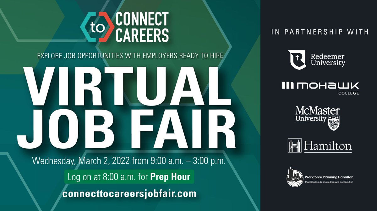We are thrilled to once again be sponsoring Hamilton's annual Connect to Careers Virtual Job Fair! Our representatives are available to chat until 3pm EST. Register here to connect — lnkd.in/eM_YyR4

#MacEng #Hamilton #HireBrighter #EngineeringSuccess #jobfair2022