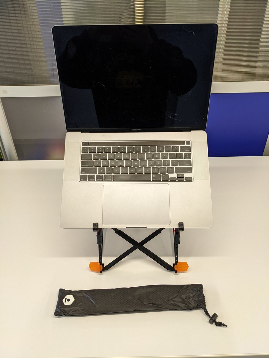 _ryansnodgrass's tweet photo. I've had the @theRoostStand Kickstarter version since 2014 and it's been my faithful companion. After the left tab finally broke joining its right brother, I bought the newest V3. I like it a lot so far, it's lighter and much easier to adjust and set up. https://t.co/6aegF9RuEF