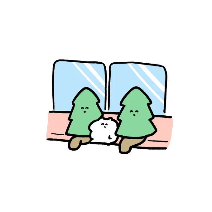 電車で杉に挟まれる 