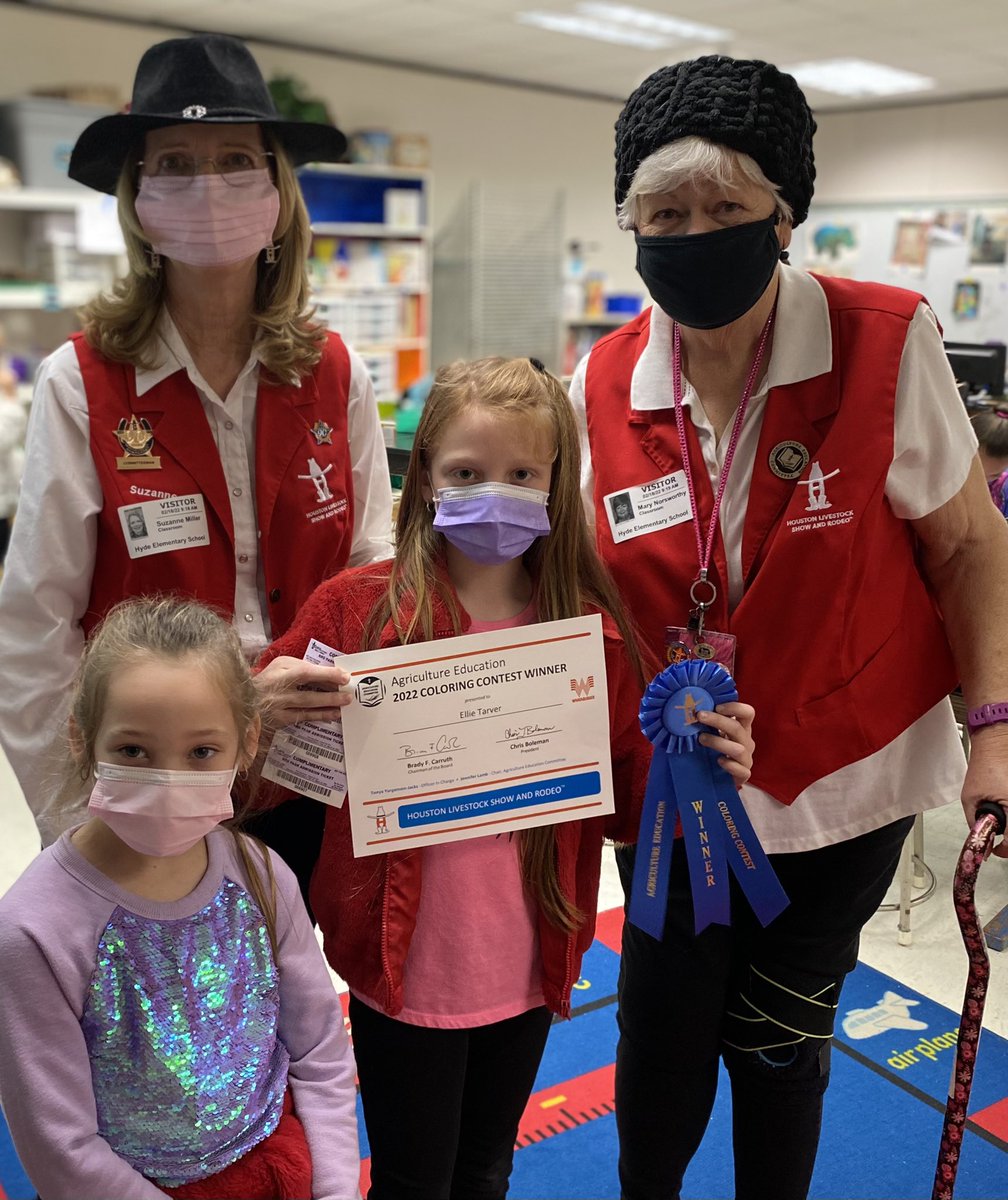 HydeCommons's tweet photo. Congratulations to Hyde 3rd grader Ellie Tarver, who was the winner of the Agriculture Education 2022 Coloring Contest for the Houston Rodeo!  So proud of you Ellie!@HydeElementary https://t.co/DS2tk6HmDS