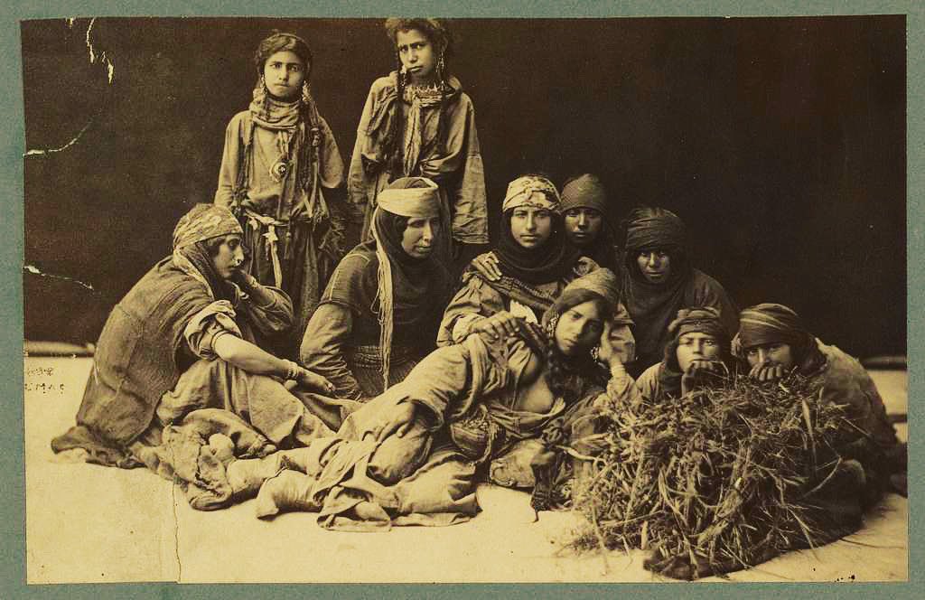 A group of Bedouin women gathered together. Photo by Tancrède R. Dumas, ca. 1860. #historicphotography