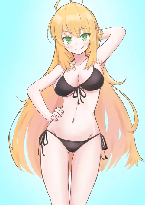 現実逃避に黒ビキニのマキさんを描きました
 #ツルマキマキ 