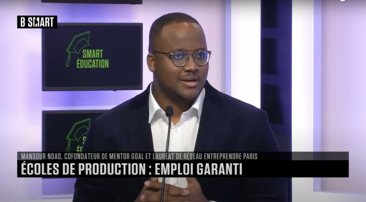 École de production, #emploi garanti ? 
Mansour NDAO, lauréat de Réseau Entreprendre Paris et co-fondateur de Mentor Goal était au micro d'<a href="/Eva_Bensaadi/">Eva Ben-saadi</a> dans l'émission Smart Éducation sur <a href="/B_SMART_TV/">B SMART 4Change</a> - 
👉youtu.be/l9lso3fkUaw