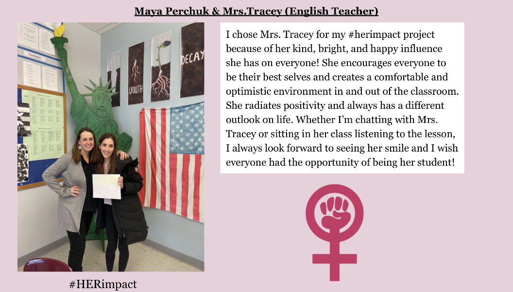 FSEC22's tweet photo. Love seeing some more appreciation for Mrs.Tracey!! Great job Maya!!👏🏼👏🏼 #HERimpact https://t.co/1WyRUz4wJi