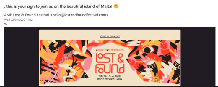 InboxHeroes's tweet photo. The email and the artwork is lush, we just wish the @AMPlostandfound team had set a "fall-back" for the (excellent) personalisation in the subject line! https://t.co/lrMofPsbb3