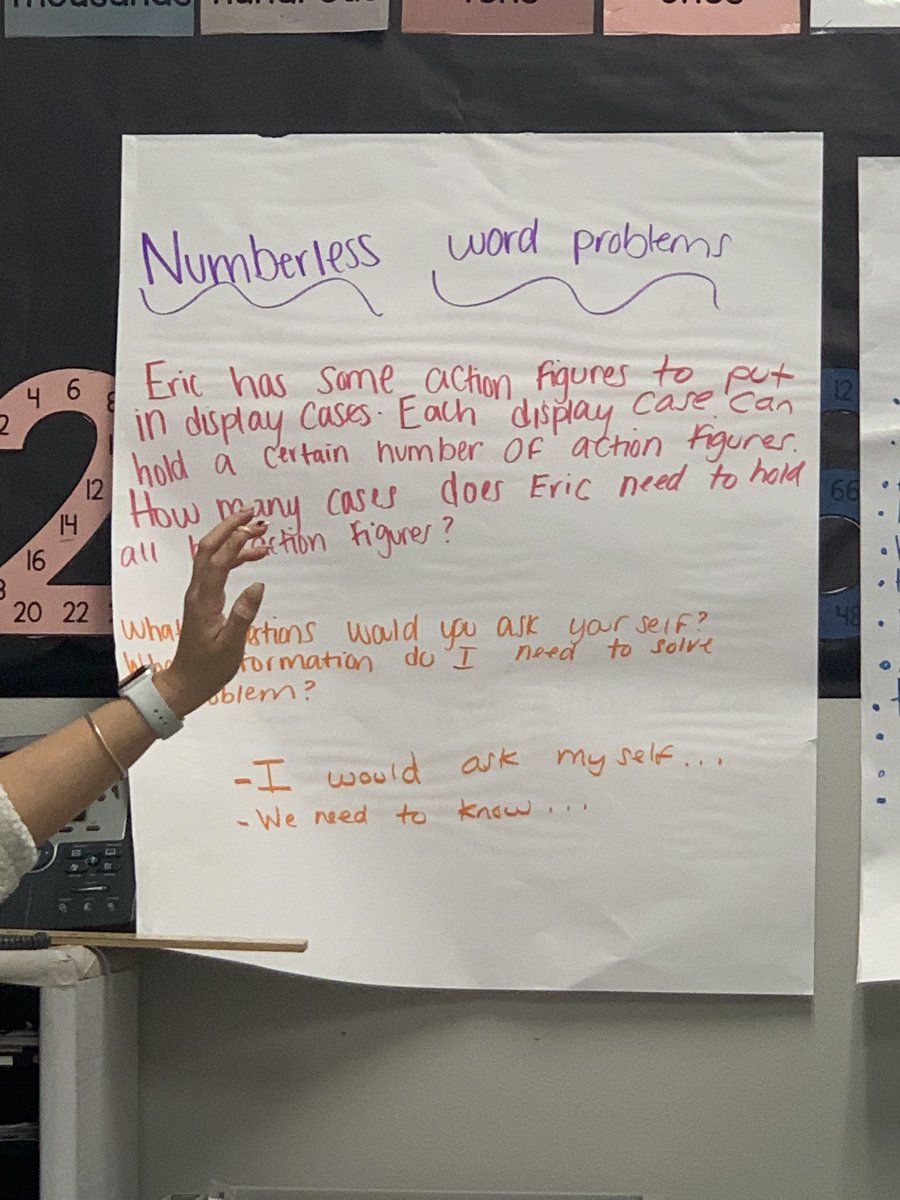 WidenerRebecca's tweet photo. NUMBERLESS word problems???? One of my favorite strategies to get students thinking about the actions of a word problem instead of just focusing on numbers!  @EalyLila facilitated GREAT math discussions with her students using this method!  #RISDLitandInt #risdPowerofLove https://t.co/PClPX18lFl
