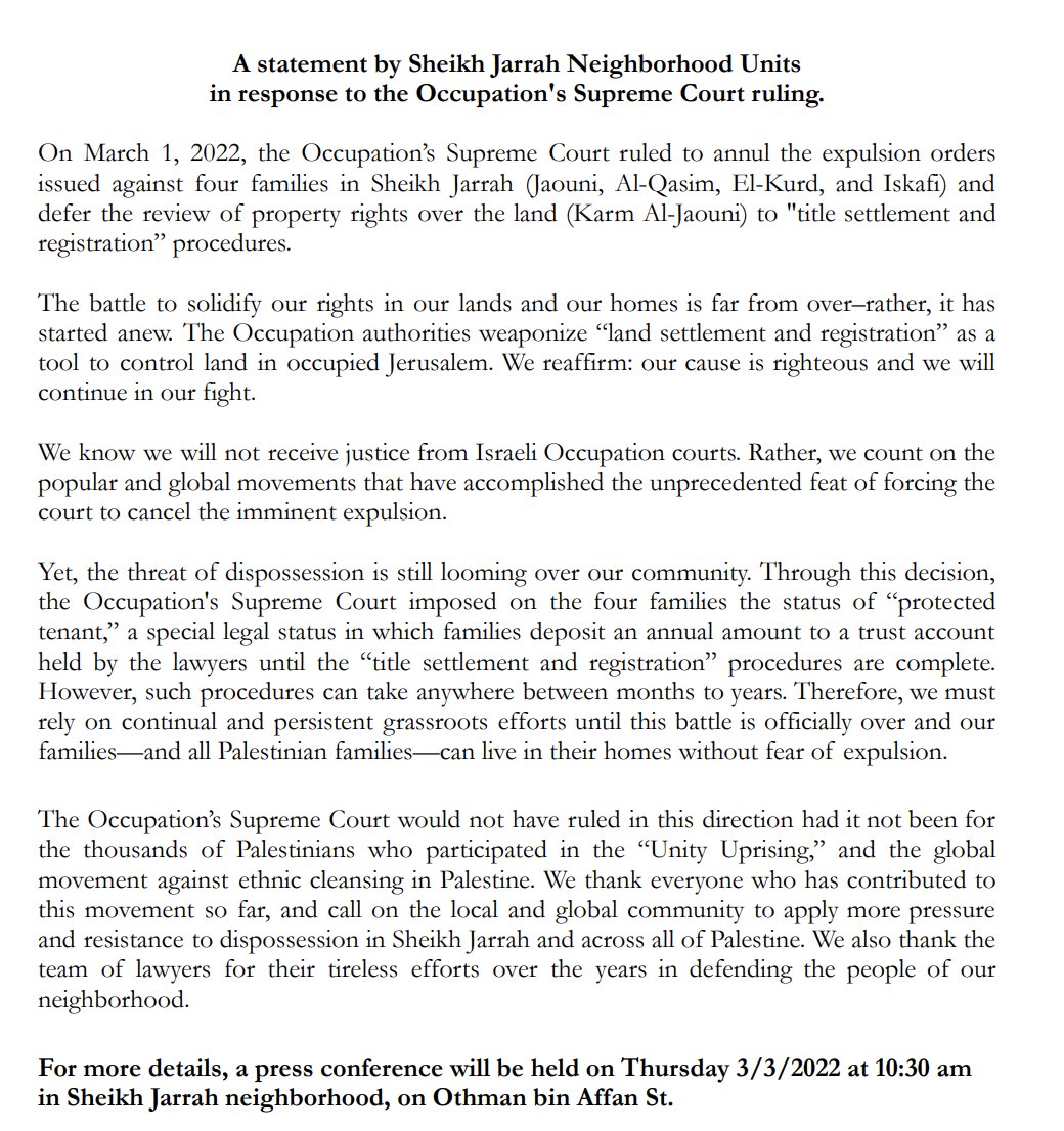 m7mdkurd's tweet photo. Some good news. #SaveSheikhJarrah https://t.co/1frYJfiiO4