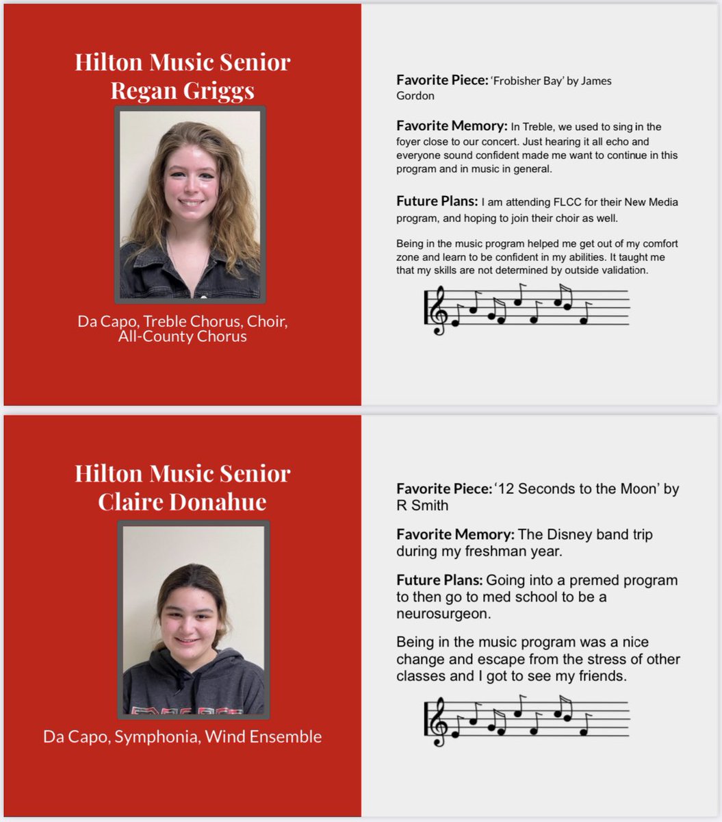 Recognizing our Hilton Music Seniors! Congratulation Regan and Claire! 🎶<a href="/HiltonCSD/">Hilton CSD</a>
