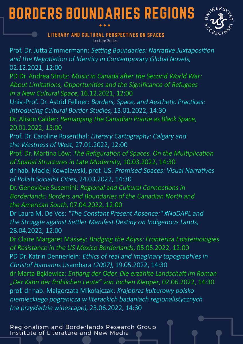 Prof. Dr. Martina Löw: "The Refiguration of Spaces: On the Multiplication  of Spatial Structures in Late Modernity"
organised by the Regionalism and Borderlands Research Group (RBRG) 
 March 10, 2022, 2:30 p.m. bit.ly/LIT_BBR6