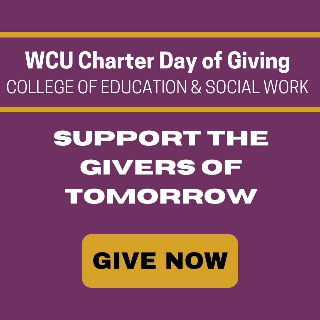 WCU Charter Day of Giving is coming this Thursday. Support the Givers of Tomorrow by giving to the College of Education &amp; Social Work! To give follow this link: givecampus.com/yki1j3!