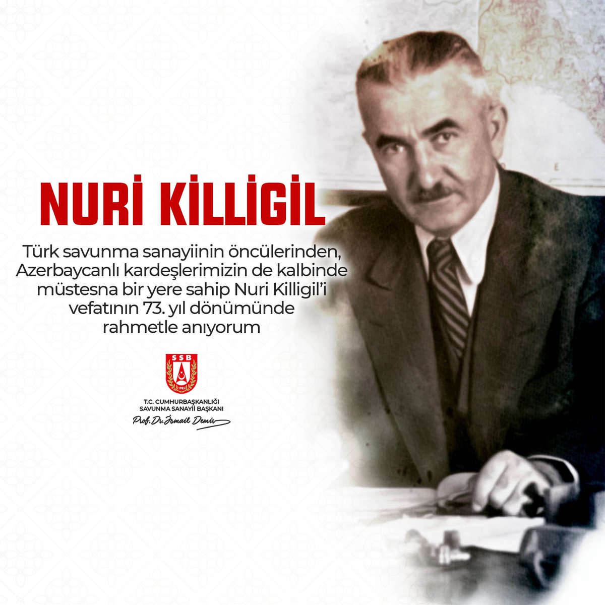 Türk savunma sanayiinin öncülerinden, Azerbaycanlı kardeşlerimizin de kalbinde müstesna bir yere sahip Nuri Killigil Paşa’yı vefatının 73. yıl dönümünde rahmetle anıyorum.

#NuriKilligil