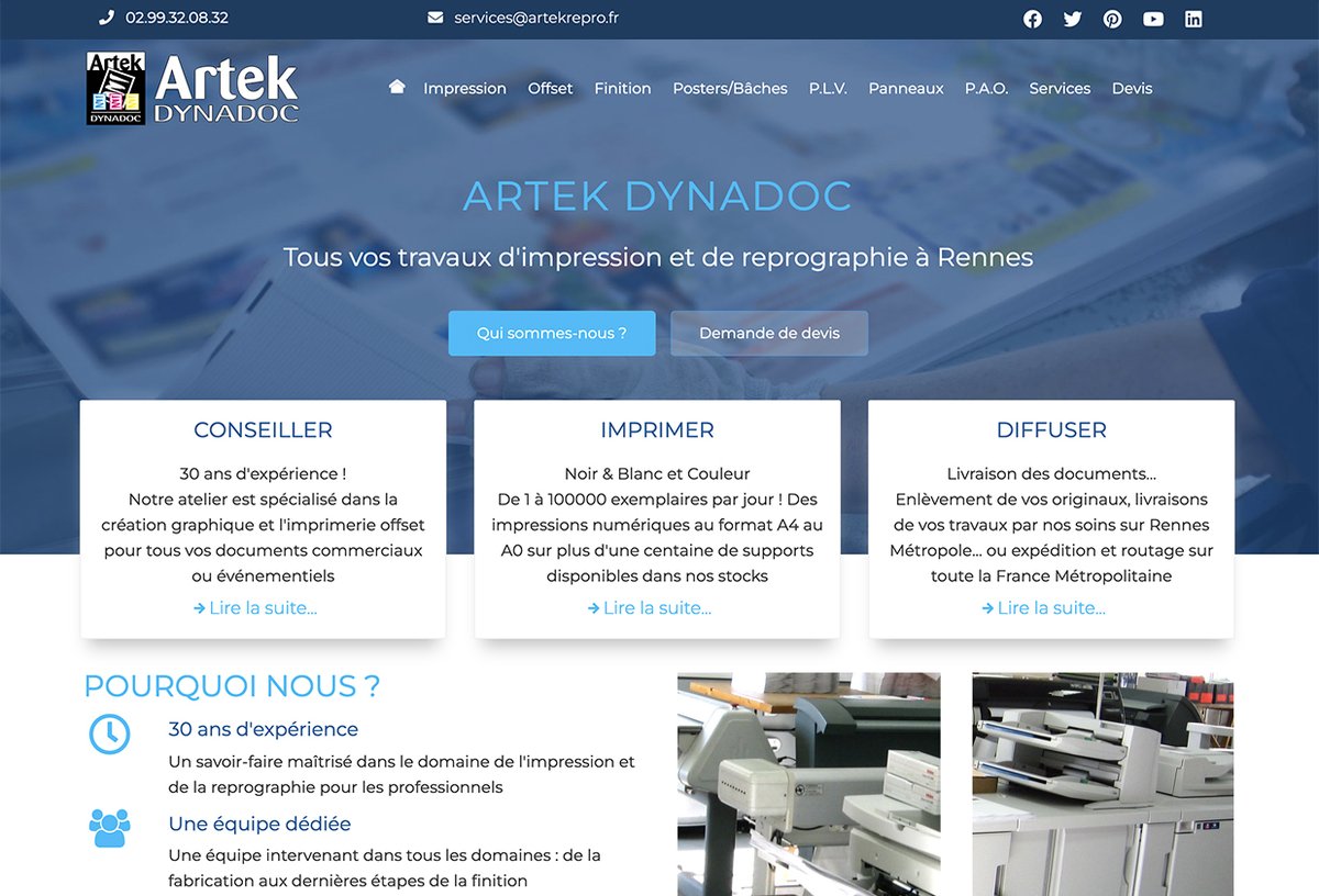 ArtekDynadoc's tweet photo. C'est avec plaisir que nous annonçons la mise en ligne de notre nouveau site web ! 😉
« Tous vos travaux d'impression et de reprographie à Rennes »
C'est ici▶️https://t.co/D1b6C1RWTT
Merci à Erwan Corre ! 👍
#CessonSevigne #reprographie #impression #imprimerie #Rennes @CorreErwan https://t.co/PZZu9pzwEY