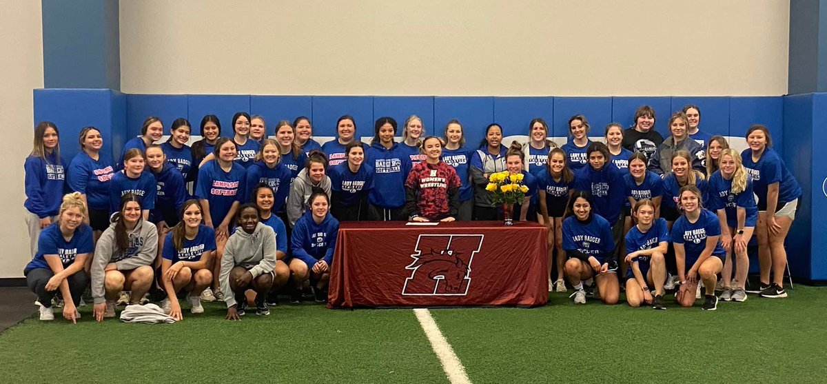Badger Nation celebrated Brianna Miller this morning.  She has signed to wrestle with Hastings College in Nebraska.  Way to go Bri!