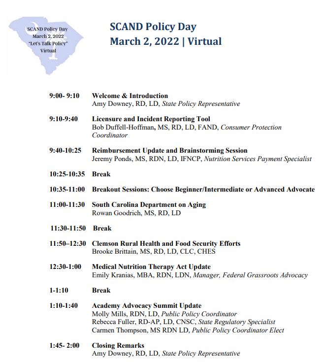 PsychoDietitian's tweet photo. Proud to see such good turnout for @EatRightSC #SCAND #PolicyDay2022 with great speakers and opportunities for dietitians at all levels of advocacy experience! Jeremy Ponds leading us in a reimbursement update and brainstorming session! @eatrightPRO @MollyJonesRD @fuller_rd https://t.co/f8ZNaqjFvc