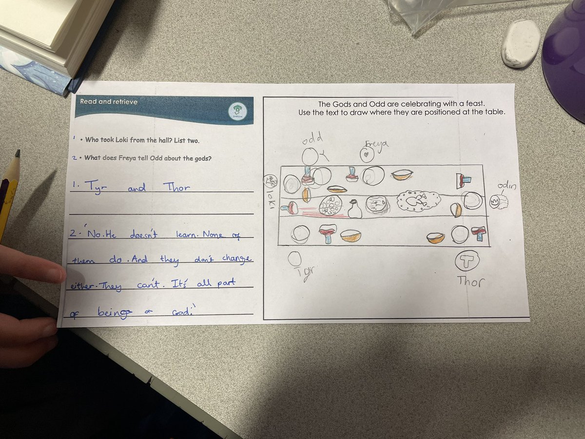 StPaulsBolton's tweet photo. Year 5 are using their retrieval skills to show the final parts of our story ‘Odd and the Frost Giant’ #readanddraw #partnerwork @KaganUK @TheLCUK https://t.co/U5K0vmyhdz
