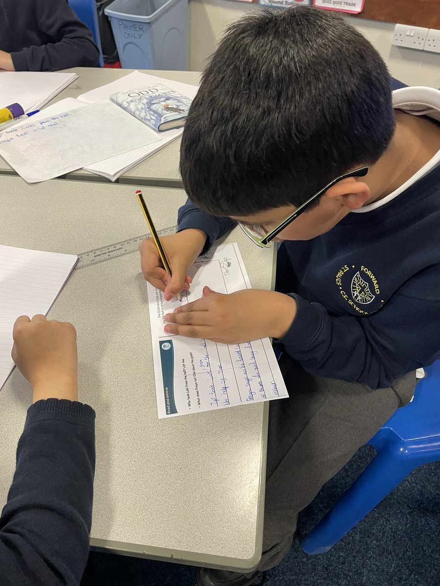 StPaulsBolton's tweet photo. Year 5 are using their retrieval skills to show the final parts of our story ‘Odd and the Frost Giant’ #readanddraw #partnerwork @KaganUK @TheLCUK https://t.co/U5K0vmyhdz