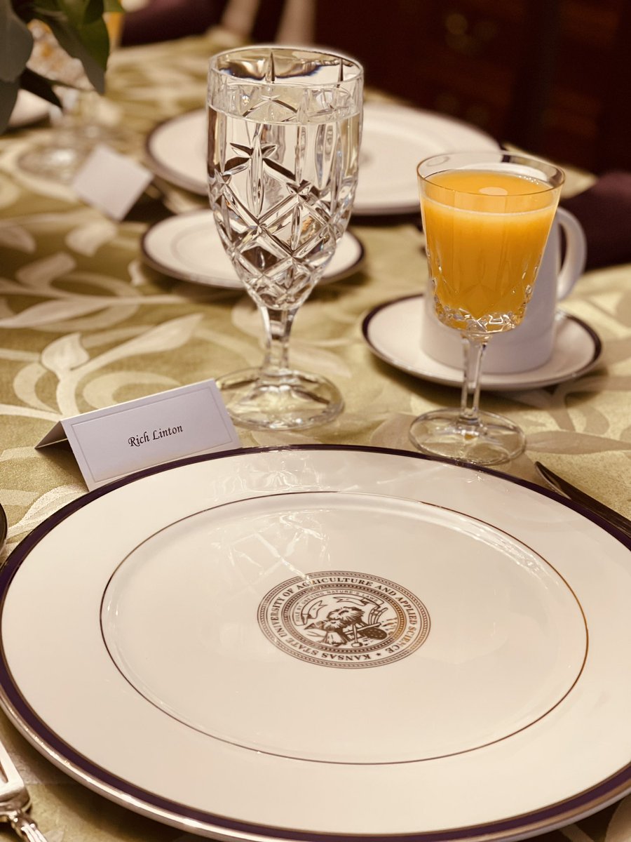 KStateJPs's tweet photo. It’s a beautiful morning in Manhattan, KS! We were all smiles to serve President Richard Linton his first JP’s-catered meal this morning at the 2022 Distinguished Young Alumni Breakfast. #KStateJPs 💜🤍 https://t.co/p5VuS2u3sZ