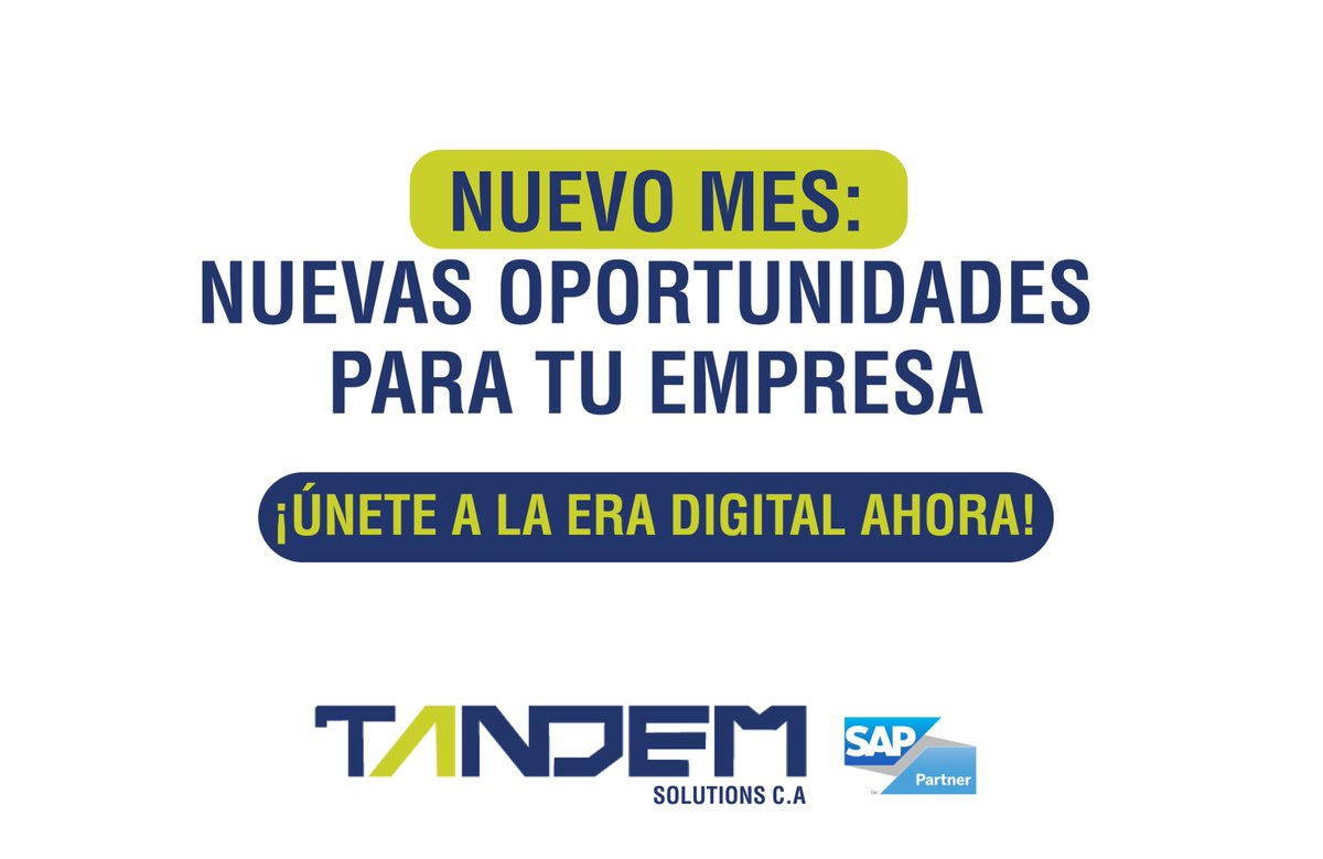 TandemVe's tweet photo. ¿Ya es marzo y aún tu empresa no forma parte del proceso de #transformacióndigital? Haz que este año sea de crecimiento próspero y significativo para tu proyecto.

Aprovecha todas las ventajas que la era digital tiene para ofrecerte en pro a una gestión rápida. ¡Contáctanos! https://t.co/JFgUNioYrC