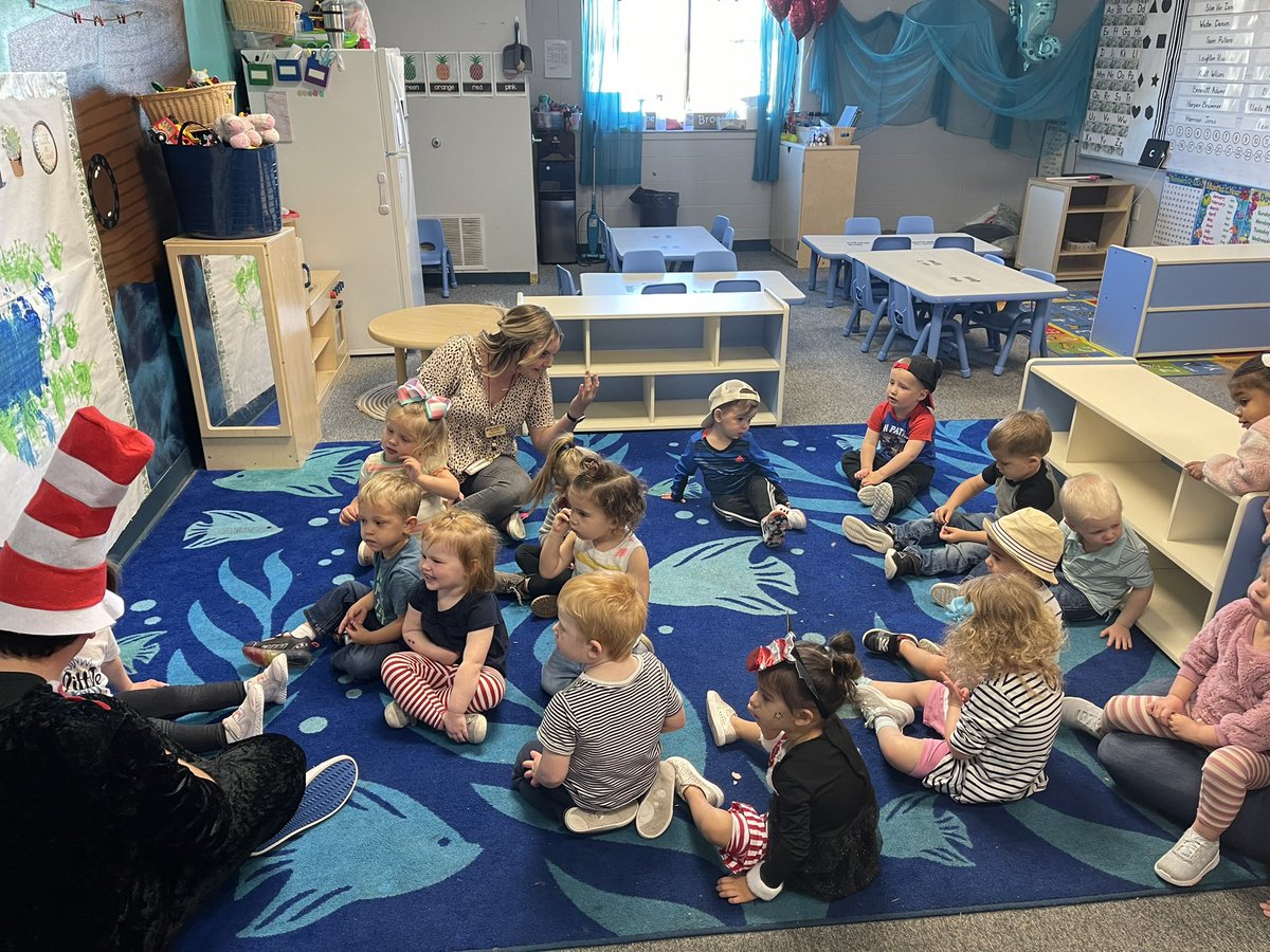 GISDbuccaneers's tweet photo. Story time with Cat in the Hat for Dr. Suess’s birthday! Thank you so much @CoachPullano 🥳 https://t.co/YwYVx08hZ4