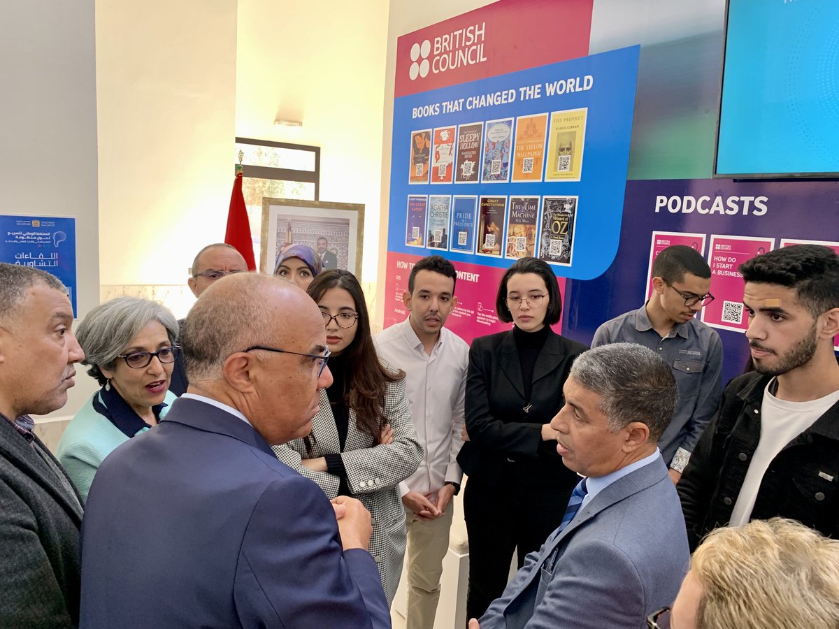 tonyreilly5's tweet photo. Fantastic morning with Morocco’s HE Minister at Cadi Ayyad University. English students from the Faculty of Letters enthusing about the British Council Digital Library ⁦@ma_British⁩ ⁦@UKinMorocco⁩ ⁦@McDonaldScott_⁩ ⁦@UKSimonMartin⁩ ⁦@ElizBCEgypt⁩ https://t.co/RMea6RyNV6