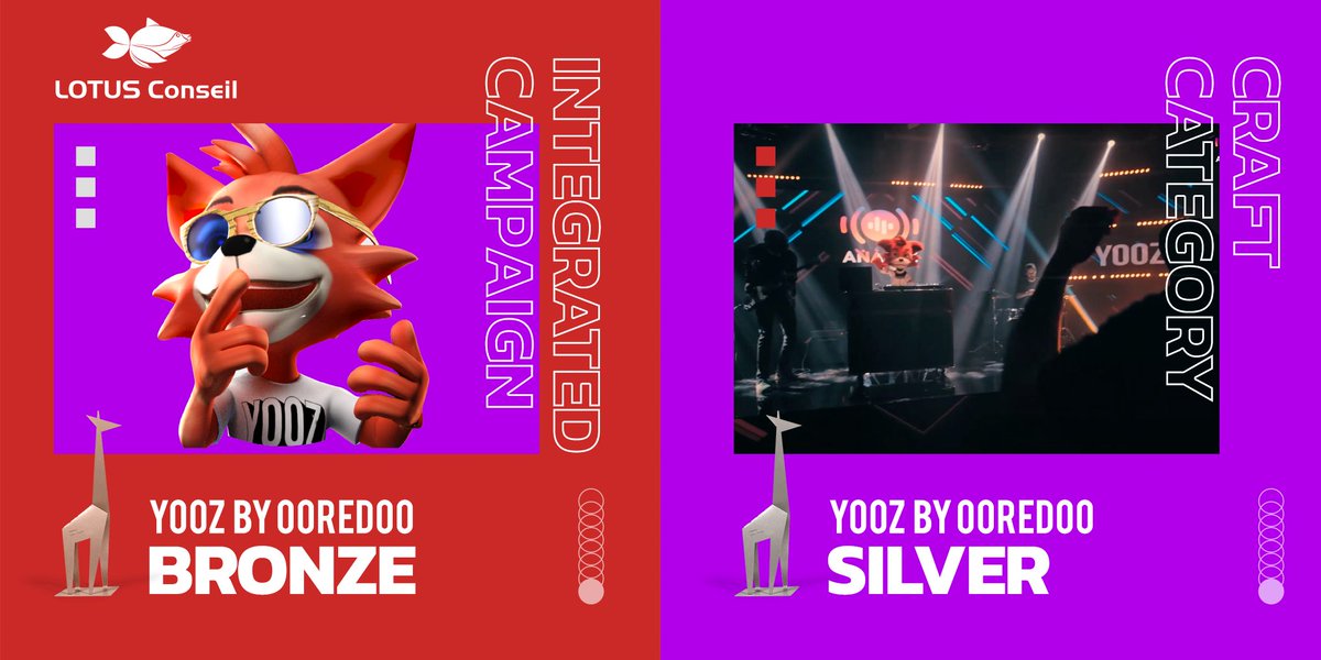 Nouvelles consécrations africaines au concours des #GiraffesAwards  pour  #LotusConseil avec notre campagne  #Yooz de <a href="/OoredooDZ/">Ooredoo Algérie</a> 
Les Giraffes Awards est organisé par #Publicis Group Africa pour récompenser les meilleures créations provenant des 64 Agences africaines du groupe