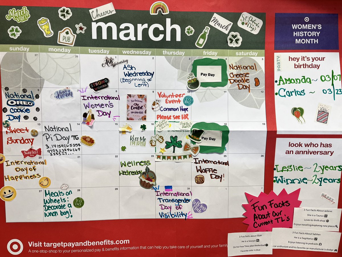 LeslieTGT's tweet photo. Feeling lucky π Welcome #March! #FFFcalendar #Target #T3276 #TargetCalendar https://t.co/KTjz1ANoGx