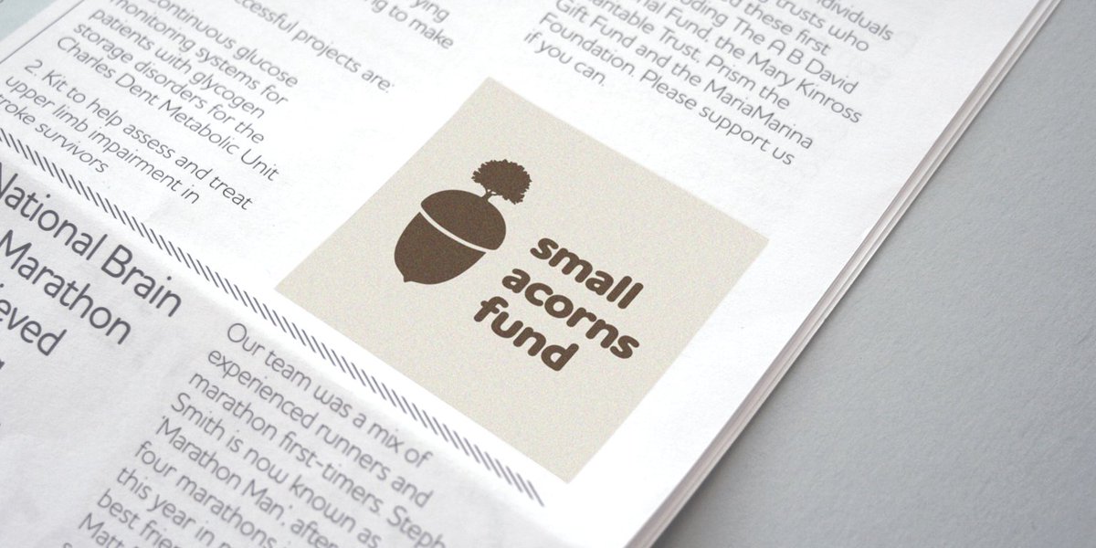 _studio_smile_'s tweet photo. The Small Acorns Fund identity designed for 
@BrainAppeal

The Small Acorns Fund gives hospital staff at The National Hospital for Neurology and Neurosurgery, the chance to apply for funding to fast-track small scale projects that could have a big impact and benefit to patients. https://t.co/lR9jOK1nLX