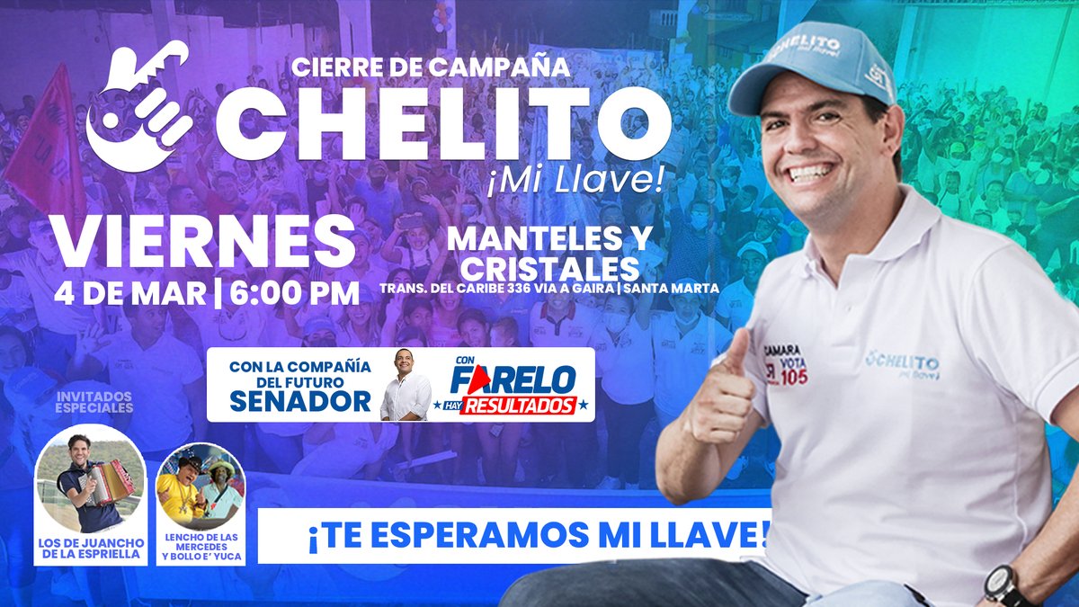 chelitodavilam's tweet photo. Se vino el gran cierre de campaña mis llaveeeees 👏👏👏
Llegó la hora de compartir, disfrutar y demostrar que quienes queremos un mejor Magdalena somos más🙌
#Chelito #MiLlave #CierreDeCampaña #TeamChelito #CámaraCambioRadical105 #ElMagdalenaConChelito #Magdalena https://t.co/N4A7PObe2L