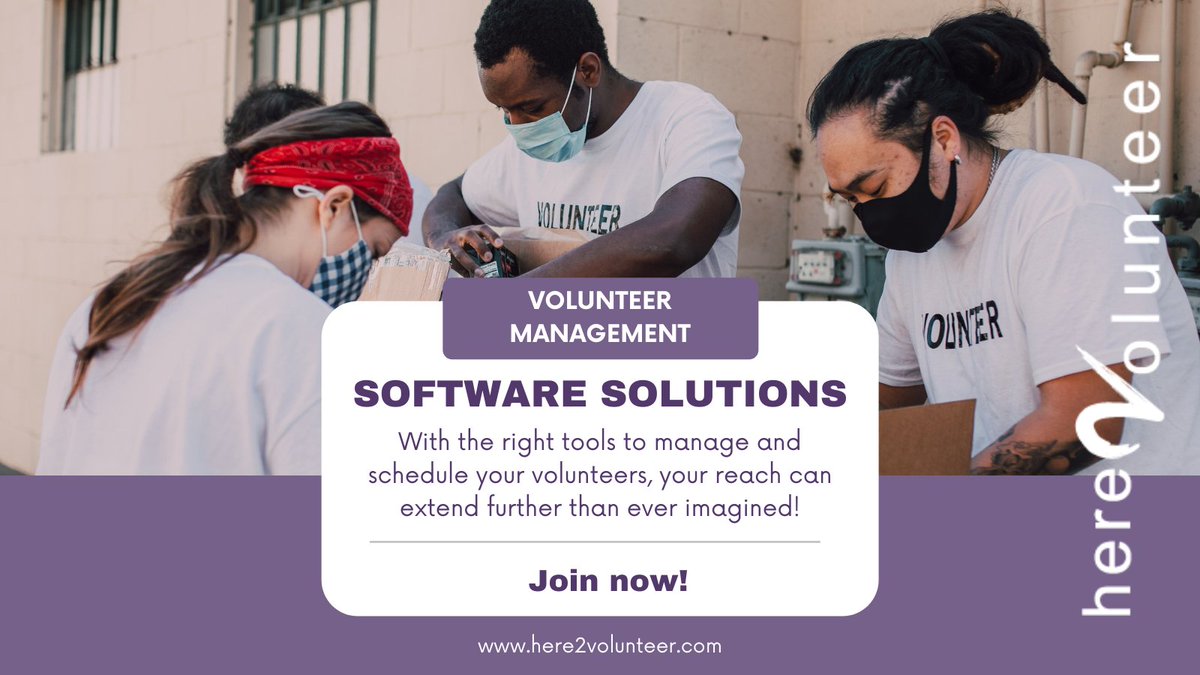 Here2V's tweet photo. Easily #schedule and manage your #volunteers with #Here2Volunteer. This robust #software system offers all the tools you need to maximize your #volunteer efforts and extend your reach! https://t.co/jqjSV8rb8b