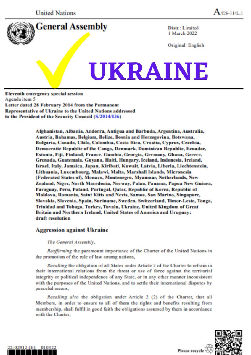 #Albania &amp; 95 countries joined as co-sponsors of #UNGA resolution on #Russian aggression against 🇺🇦! A united &amp; growing front choosing peace, security &amp; 🇺🇳 Charter over illegal war. This is the choice the world faces today! Vote YES! Stand with #Ukraine!
#AlbaniaUNSC