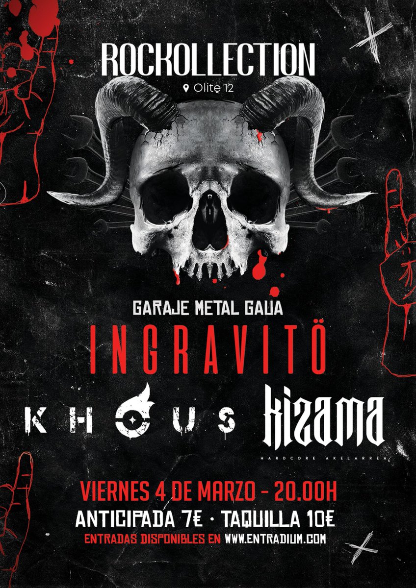 ❌VUELTA A LOS ESCENARIOS❌

Joder qué ganas teníamos de volver a veros. Y lo vamos a hacer por todo lo alto en el Festival Garaje Metal Gaua🆙🆙

Será este viernes 4, en Rockolletion junto a #Khous y #Kizama 👇

Pilla tu entrada aquí: entradium.com/es/events/ingr…